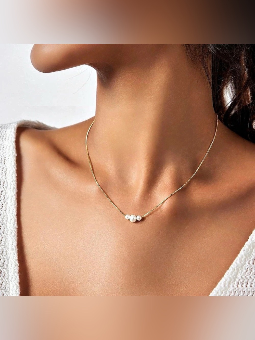 NWT 14k Gold Plated Dainty Necklace Simple Pearl